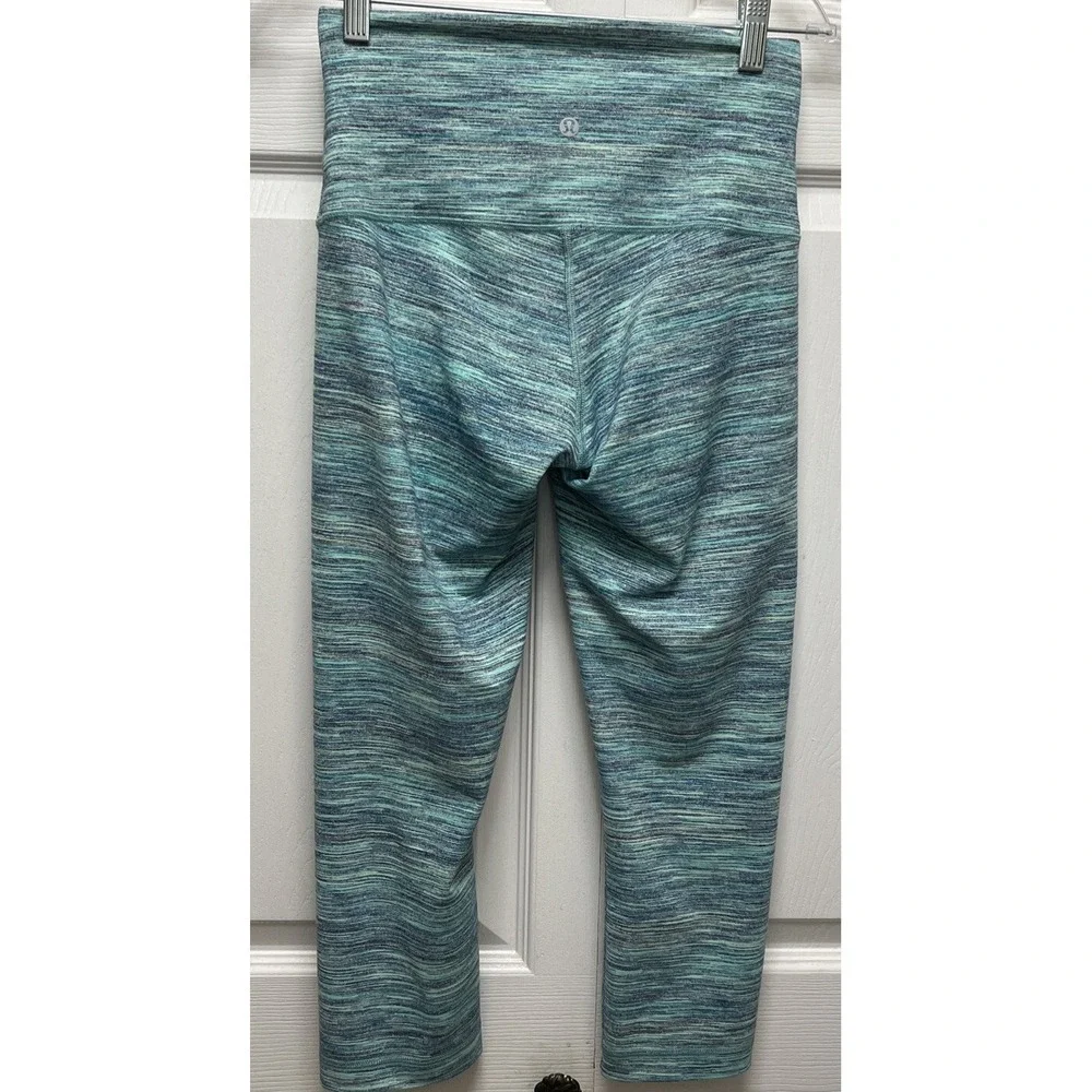 Lululemon Wunder Under Crop HR Space Dye Camo Alberta Lake Fresh Teal Sz:6